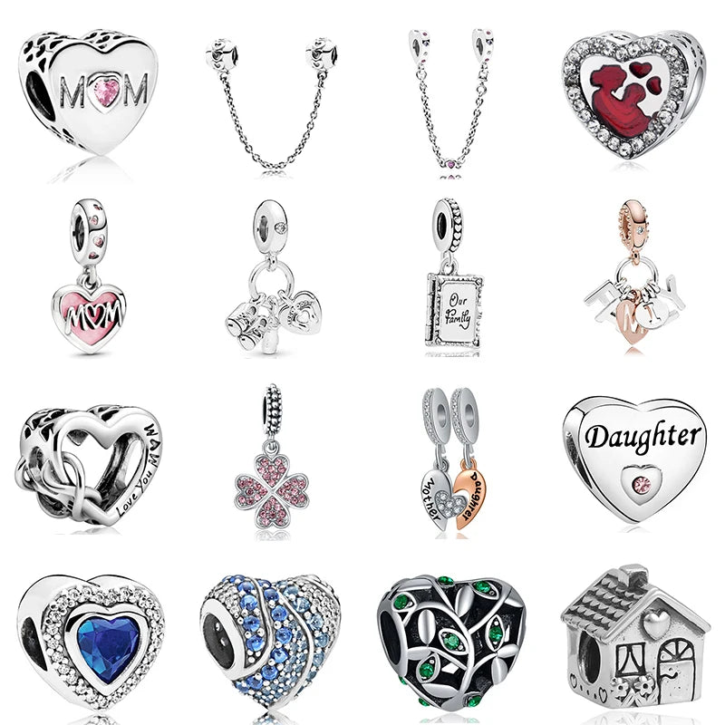 Heart Charm Beads for Bracelets - Family Love Collection