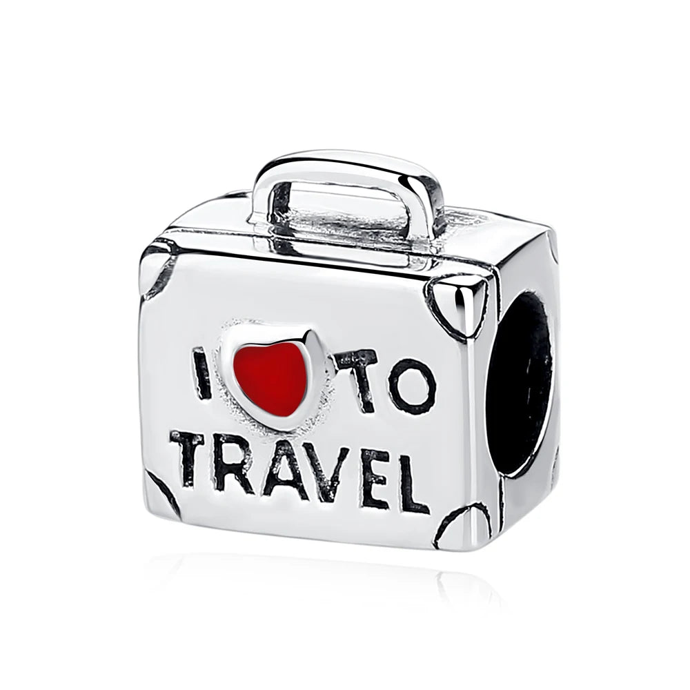 Sterling Silver Travel Charms - London, Paris, Suitcase Beads