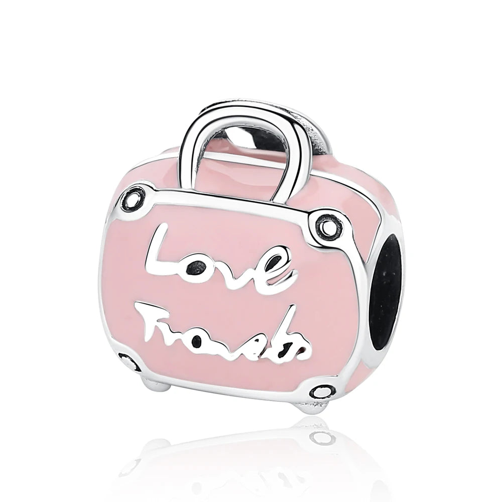 Sterling Silver Travel Charms - London, Paris, Suitcase Beads