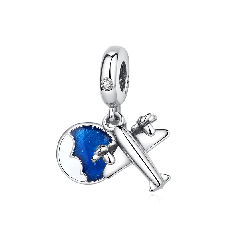 Sterling Silver Travel Charms - London, Paris, Suitcase Beads