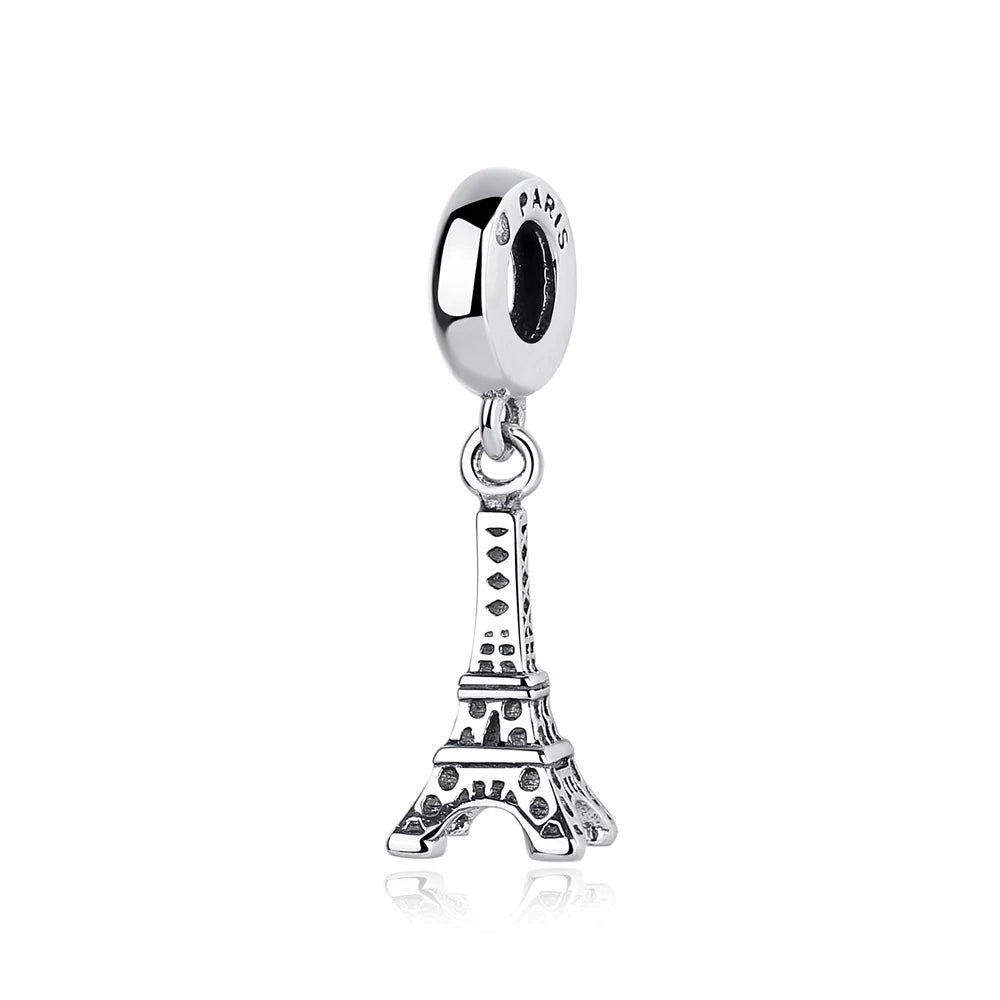 Sterling Silver Travel Charms - London, Paris, Suitcase Beads