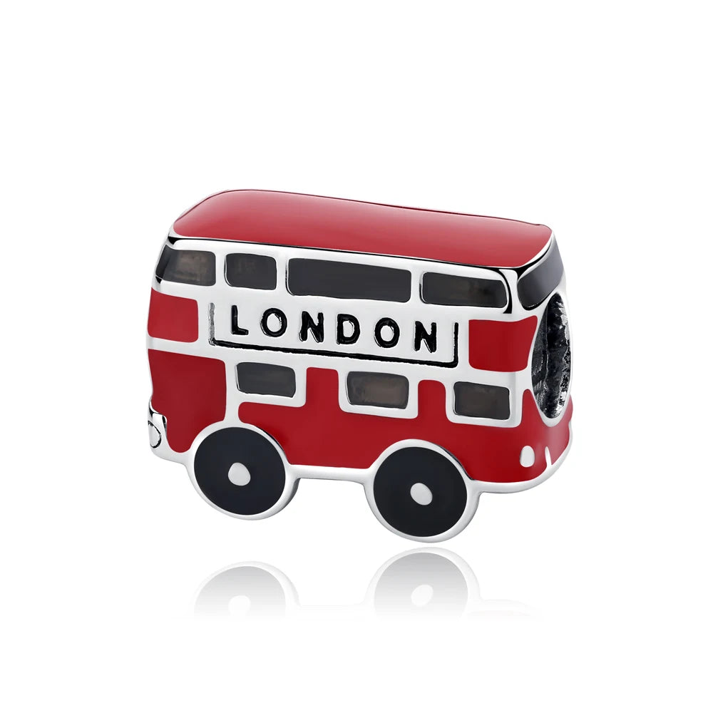 Sterling Silver Travel Charms - London, Paris, Suitcase Beads