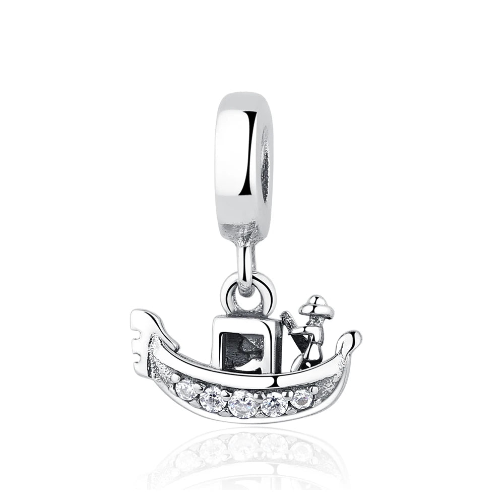 Sterling Silver Travel Charms - London, Paris, Suitcase Beads