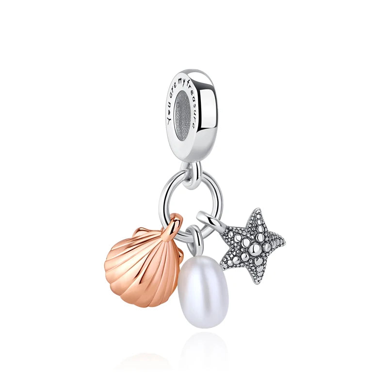 Sterling Silver Ocean Charms - Sea Turtle & Starfish Beads
