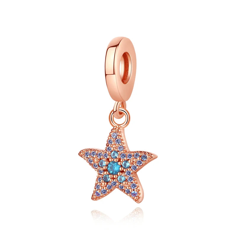Sterling Silver Ocean Charms - Sea Turtle & Starfish Beads