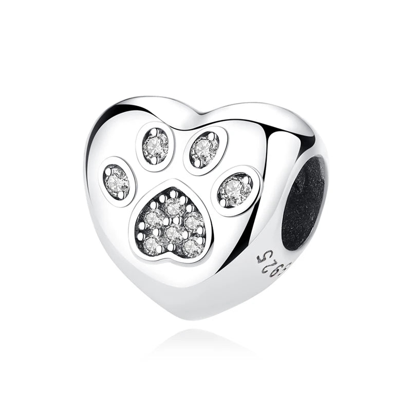 Sterling Silver Pet Paw Print Charms - Dog & Cat Lover Gift