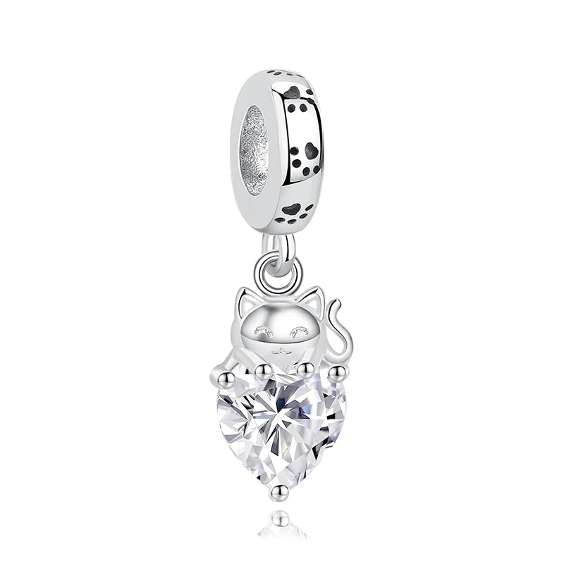 Sterling Silver Pet Paw Print Charms - Dog & Cat Lover Gift