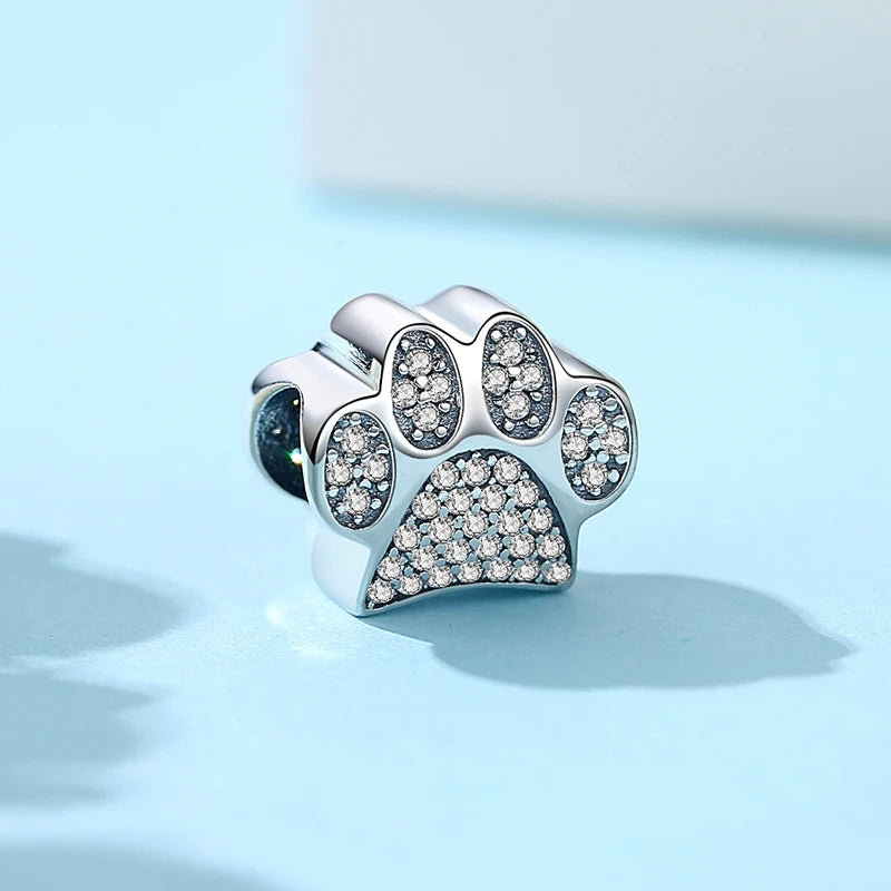 Sterling Silver Pet Paw Print Charms - Dog & Cat Lover Gift