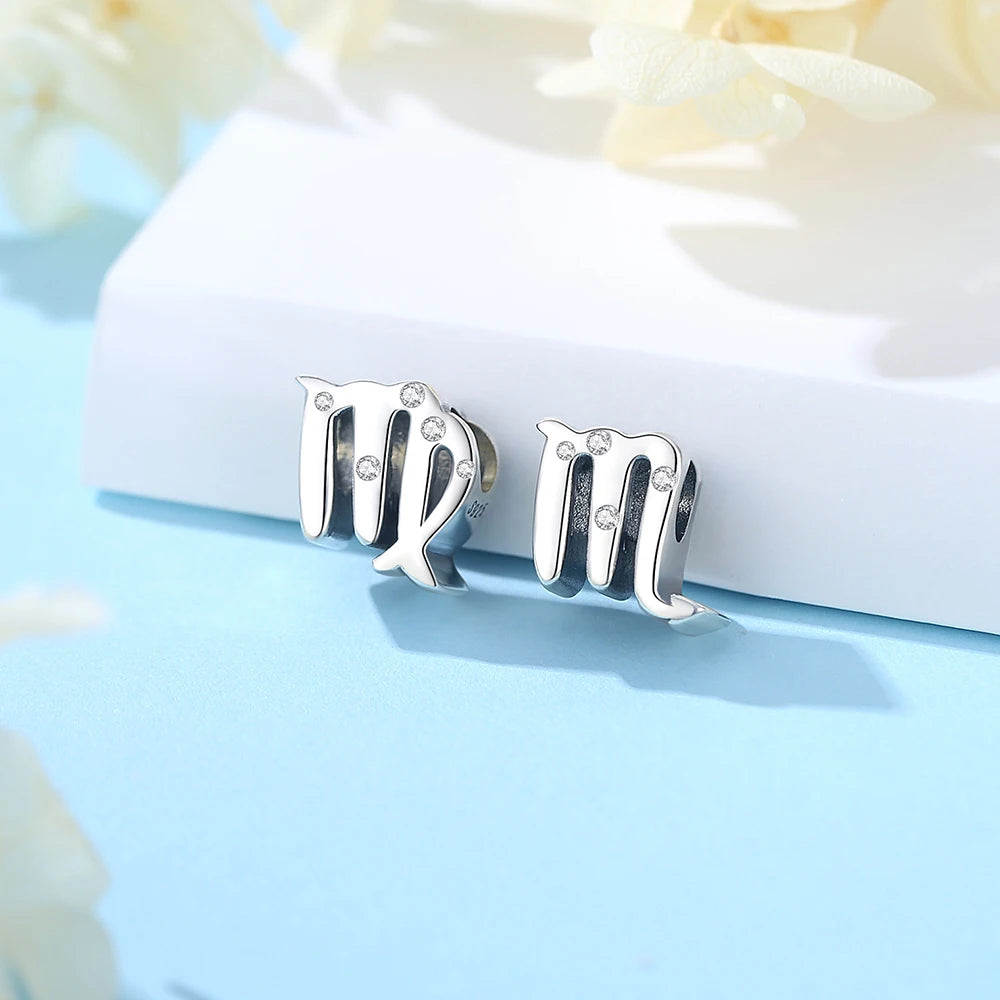 Sterling Silver Zodiac & Letter Charms - Personalized Alphabet Beads