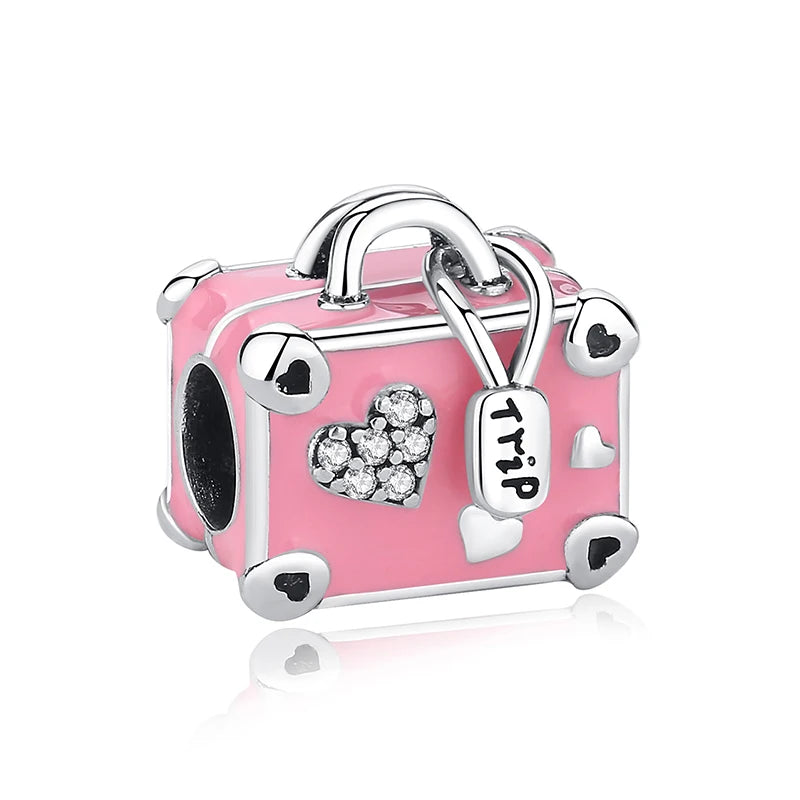 Sterling Silver Travel Charms - London, Paris, Suitcase Beads