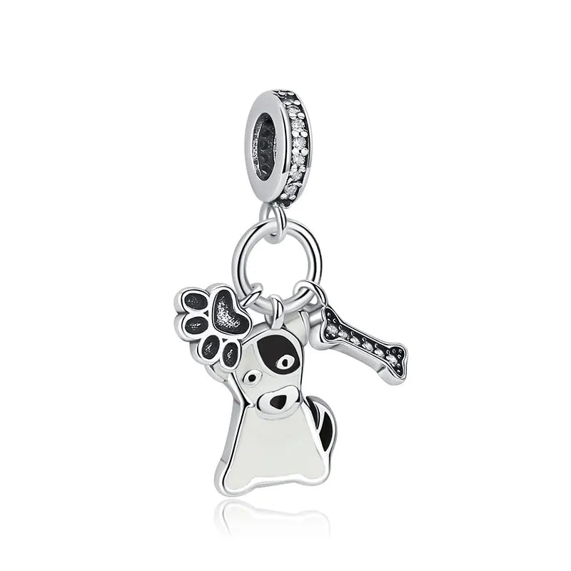 Sterling Silver Pet Paw Print Charms - Dog & Cat Lover Gift