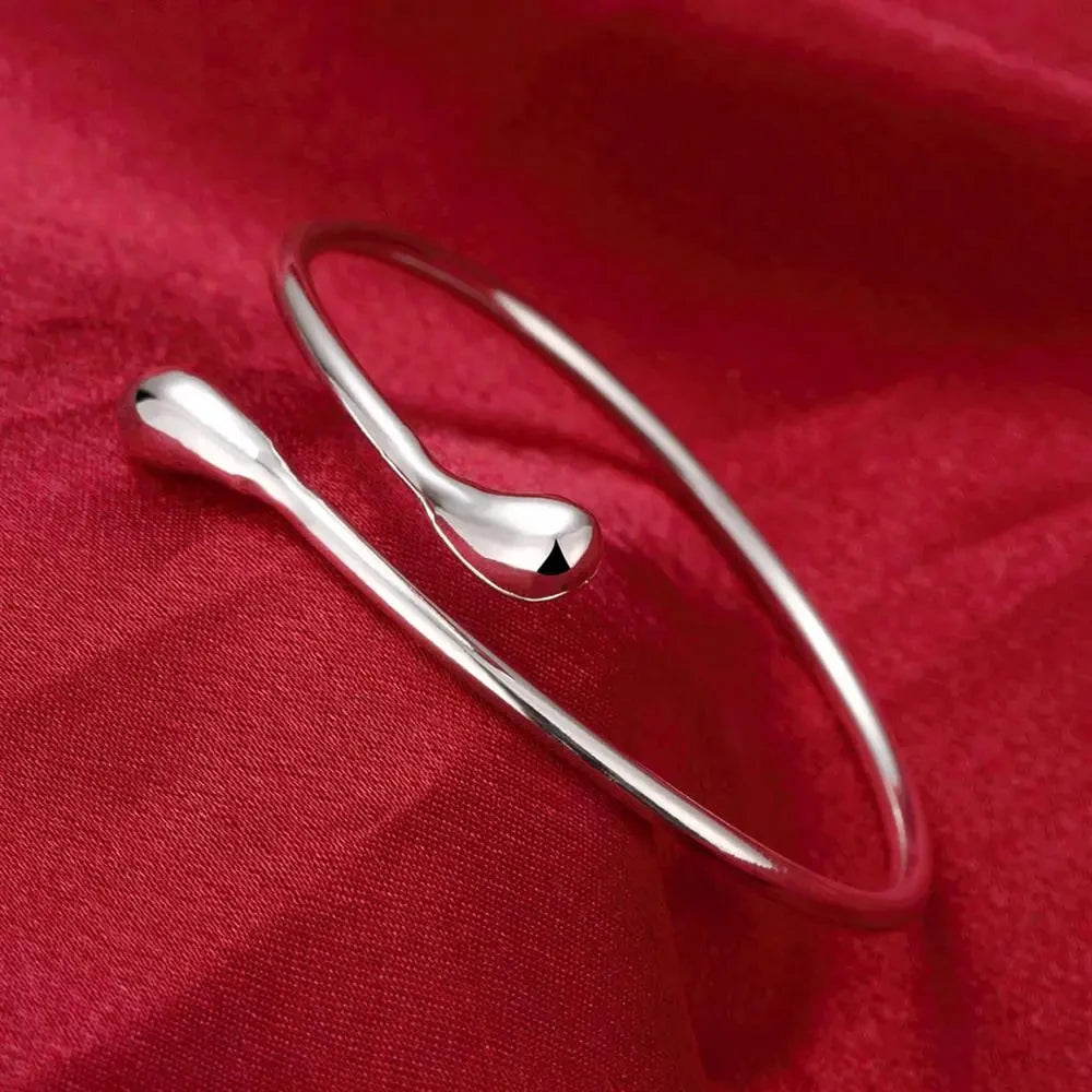 Sterling Silver Water Droplets Bracelet - Elegant Adjustable Bangle