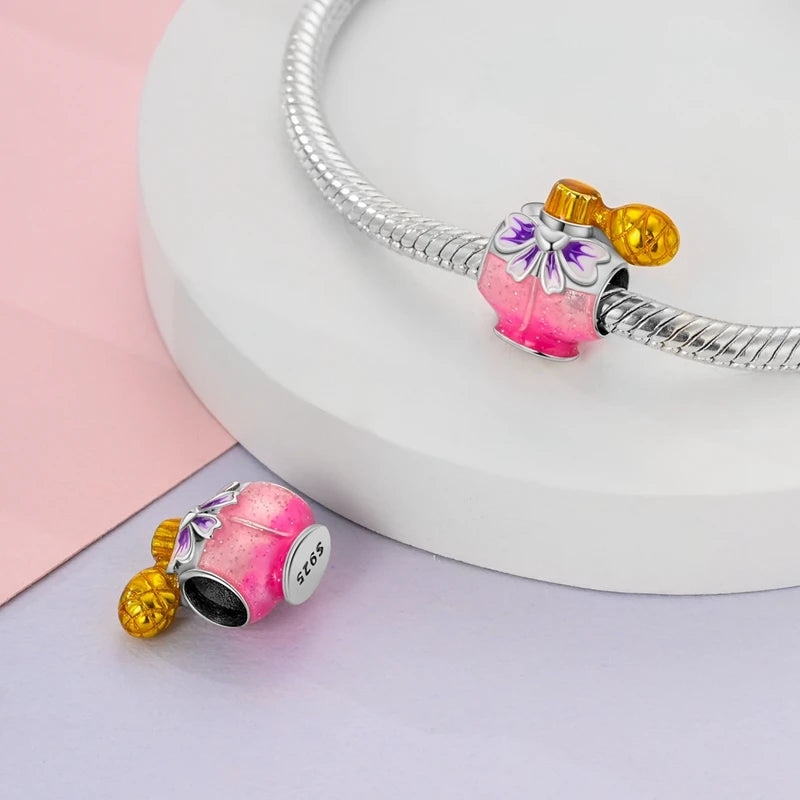 Sterling Silver Crown Perfume Bottle Charms - Romantic Gift Beads