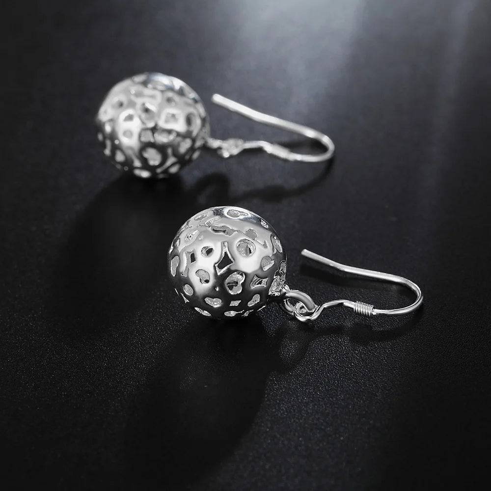 Sterling Silver Ball Drop Earrings - Elegant Gift for Women