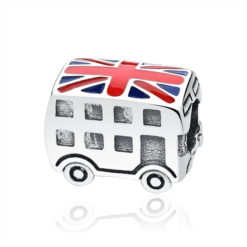 Sterling Silver Travel Charms - London, Paris, Suitcase Beads