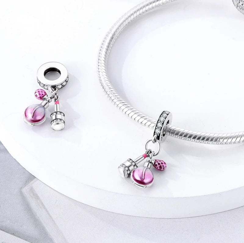 Sterling Silver Crown Perfume Bottle Charms - Romantic Gift Beads