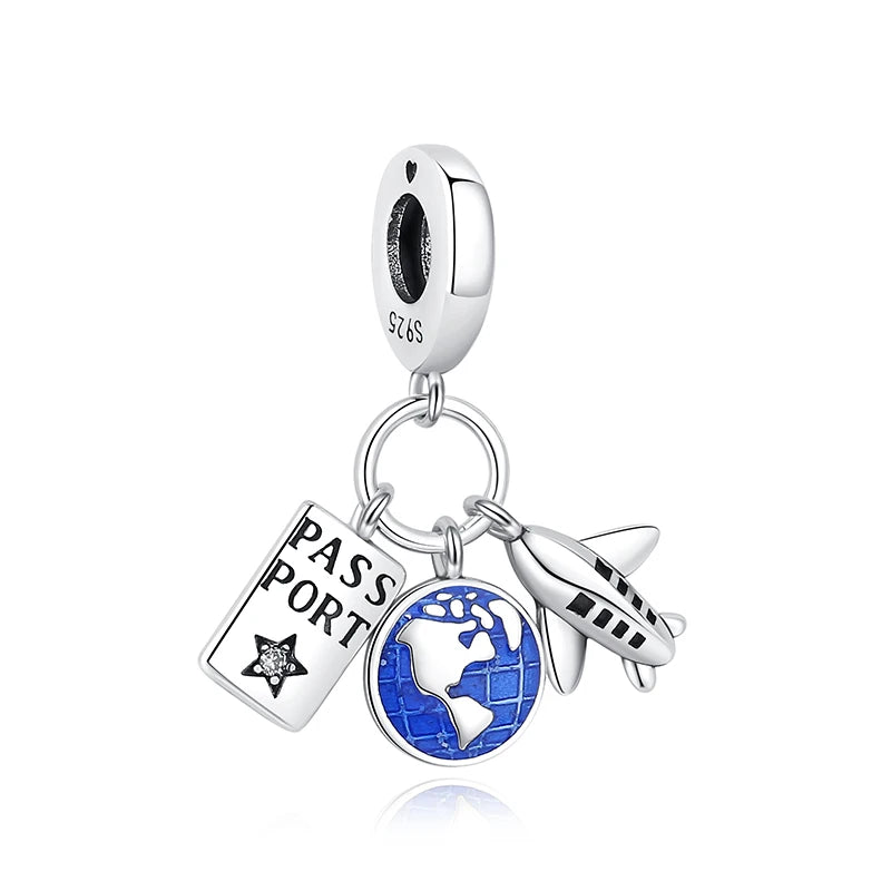 Sterling Silver Travel Charms - London, Paris, Suitcase Beads