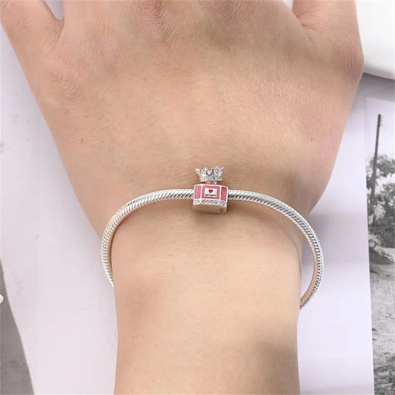Sterling Silver Crown Perfume Bottle Charms - Romantic Gift Beads