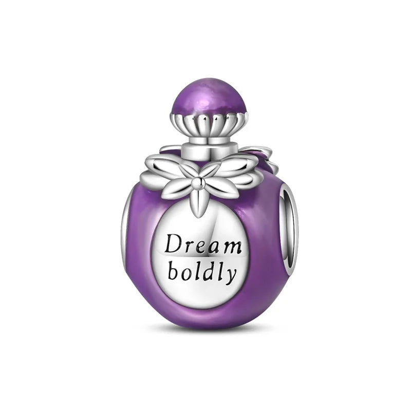 Sterling Silver Crown Perfume Bottle Charms - Romantic Gift Beads