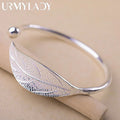 Sterling Silver Leaf Cuff Bracelet - Adjustable Nature Gift