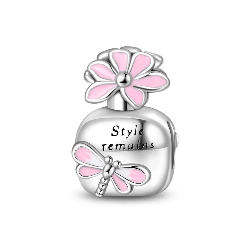 Sterling Silver Crown Perfume Bottle Charms - Romantic Gift Beads