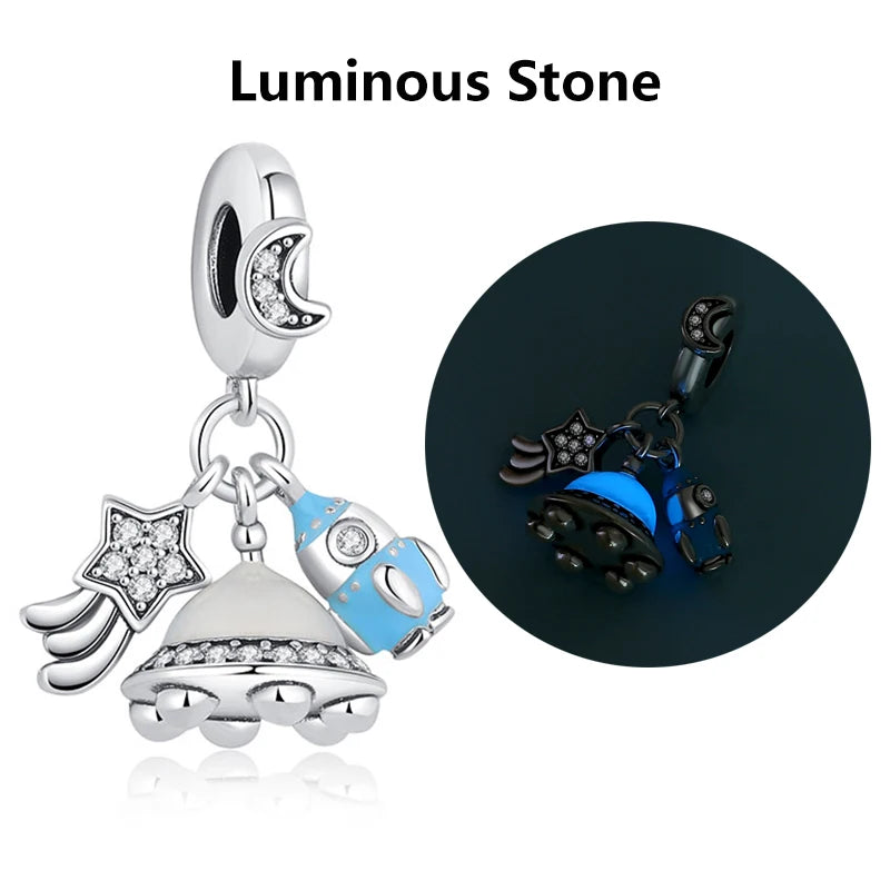 Sterling Silver Celestial Charms - Star, Moon, Sun & Spaceman Beads