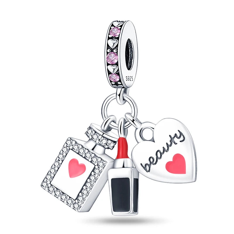 Sterling Silver Crown Perfume Bottle Charms - Romantic Gift Beads