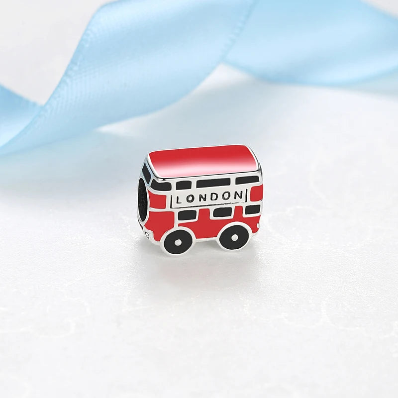 Sterling Silver Travel Charms - London, Paris, Suitcase Beads