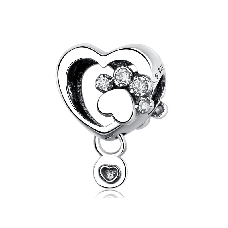 Sterling Silver Pet Paw Print Charms - Dog & Cat Lover Gift