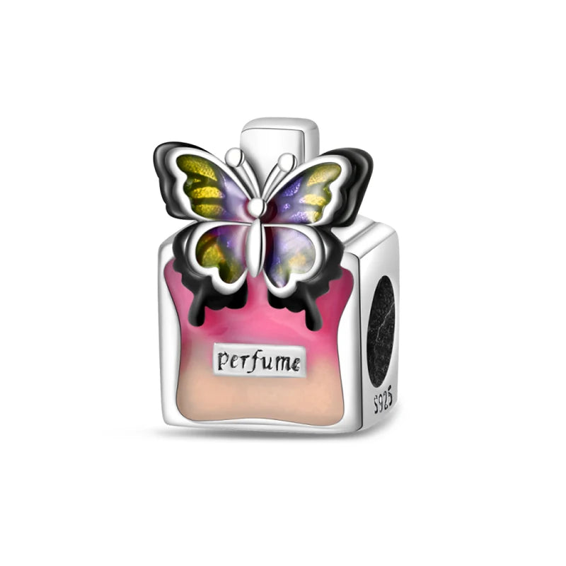 Sterling Silver Crown Perfume Bottle Charms - Romantic Gift Beads