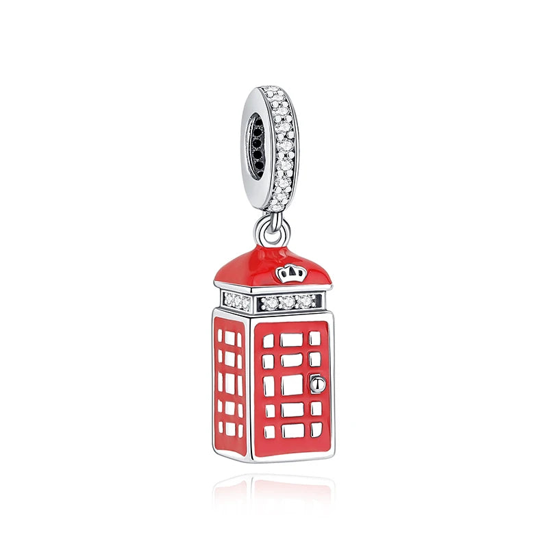 Sterling Silver Travel Charms - London, Paris, Suitcase Beads