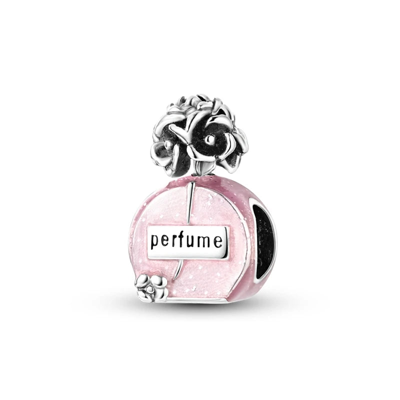 Sterling Silver Crown Perfume Bottle Charms - Romantic Gift Beads