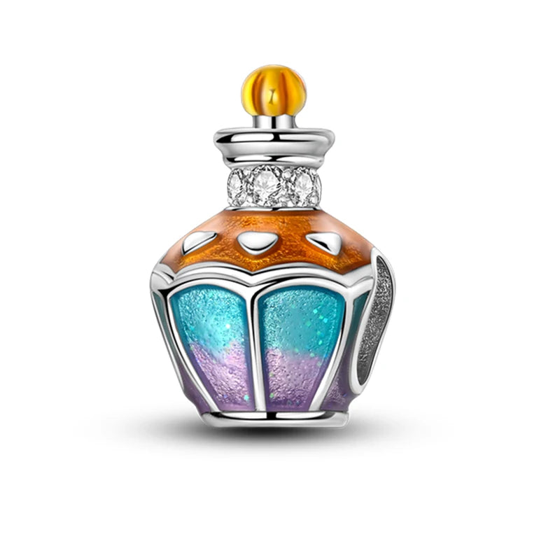Sterling Silver Crown Perfume Bottle Charms - Romantic Gift Beads