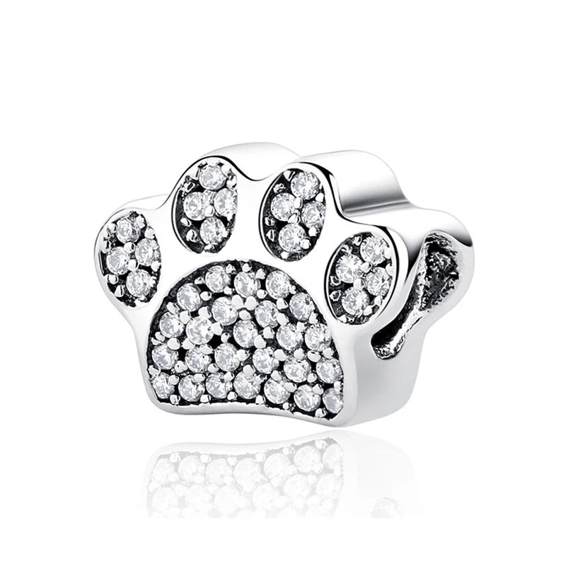 Sterling Silver Pet Paw Print Charms - Dog & Cat Lover Gift