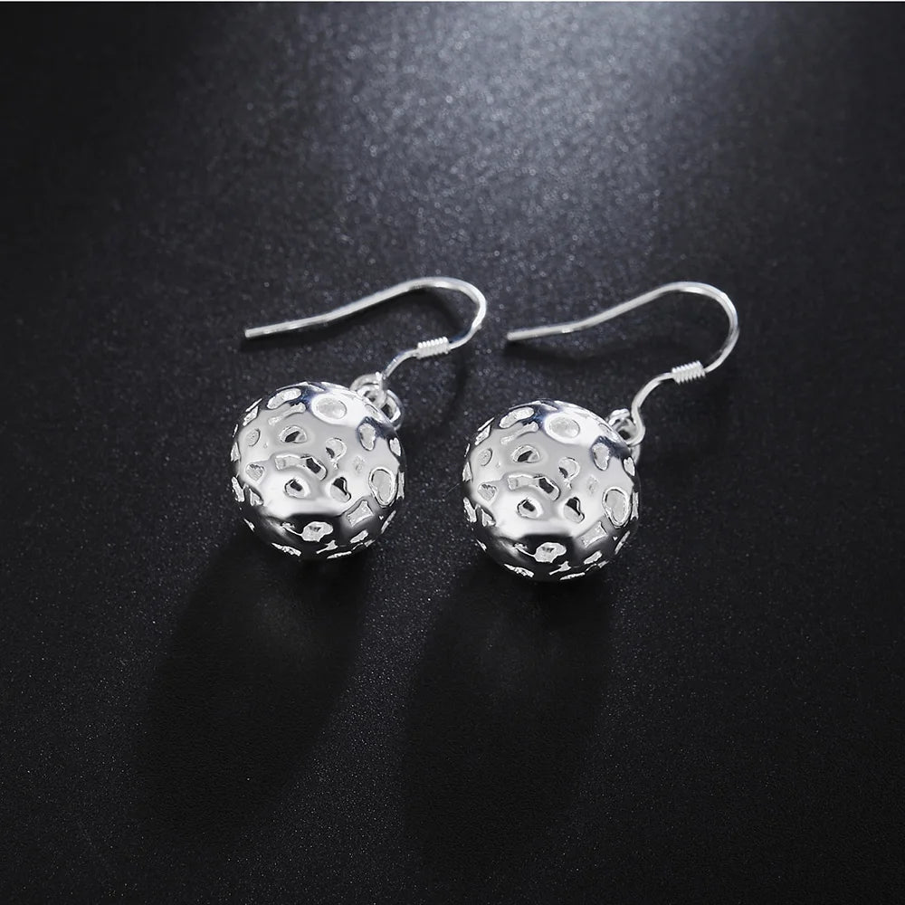 Sterling Silver Ball Drop Earrings - Elegant Gift for Women