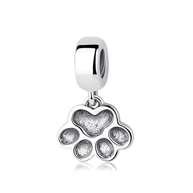 Sterling Silver Pet Paw Print Charms - Dog & Cat Lover Gift