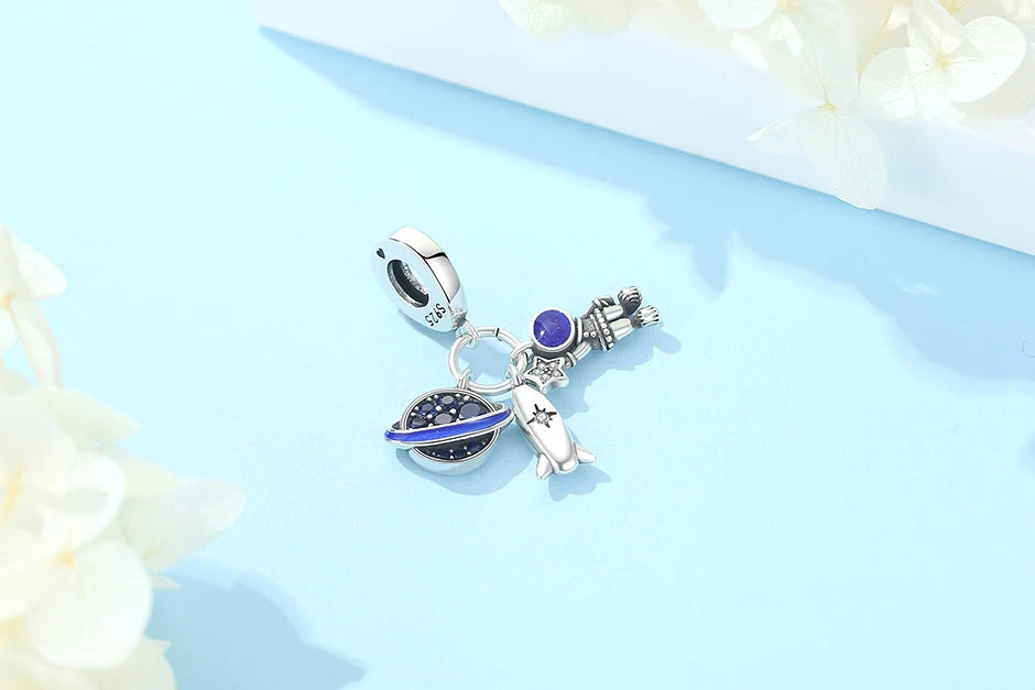 Sterling Silver Celestial Charms - Star, Moon, Sun & Spaceman Beads