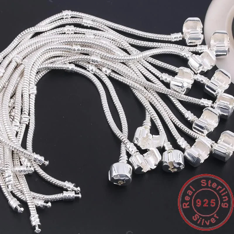 Sterling Silver Snake Bone Charm Bracelet - DIY Jewelry Gift
