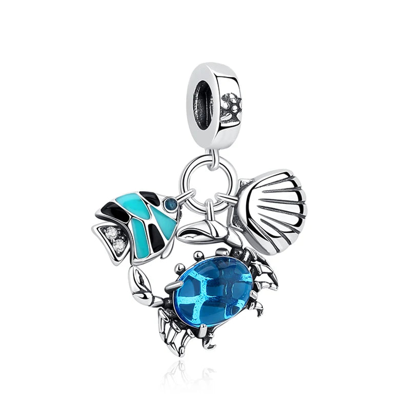 Sterling Silver Ocean Charms - Sea Turtle & Starfish Beads