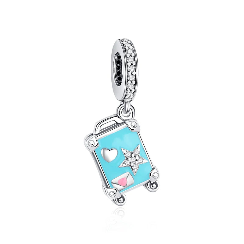 Sterling Silver Travel Charms - London, Paris, Suitcase Beads