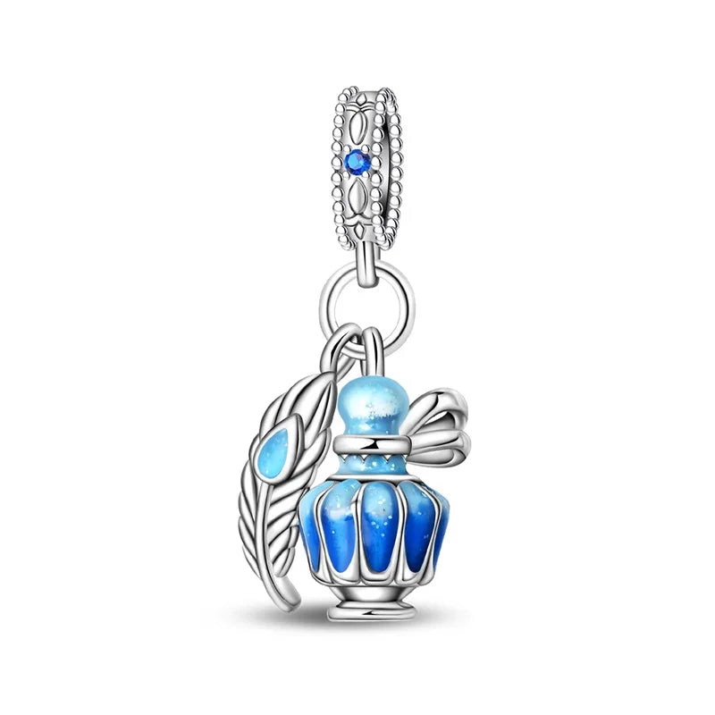 Sterling Silver Crown Perfume Bottle Charms - Romantic Gift Beads