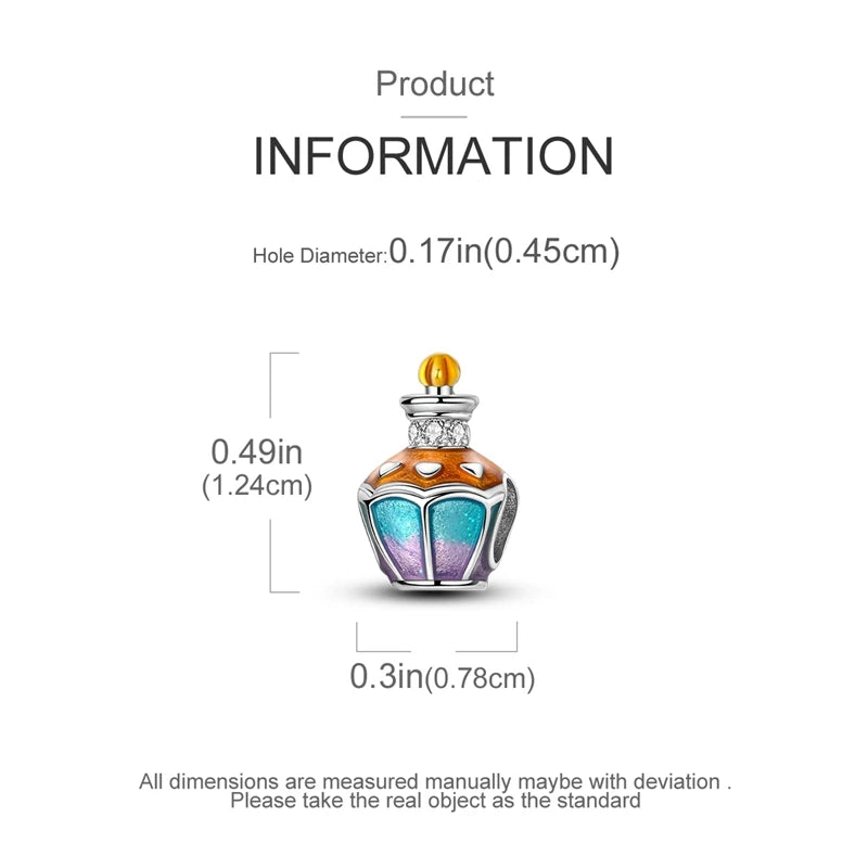 Sterling Silver Crown Perfume Bottle Charms - Romantic Gift Beads