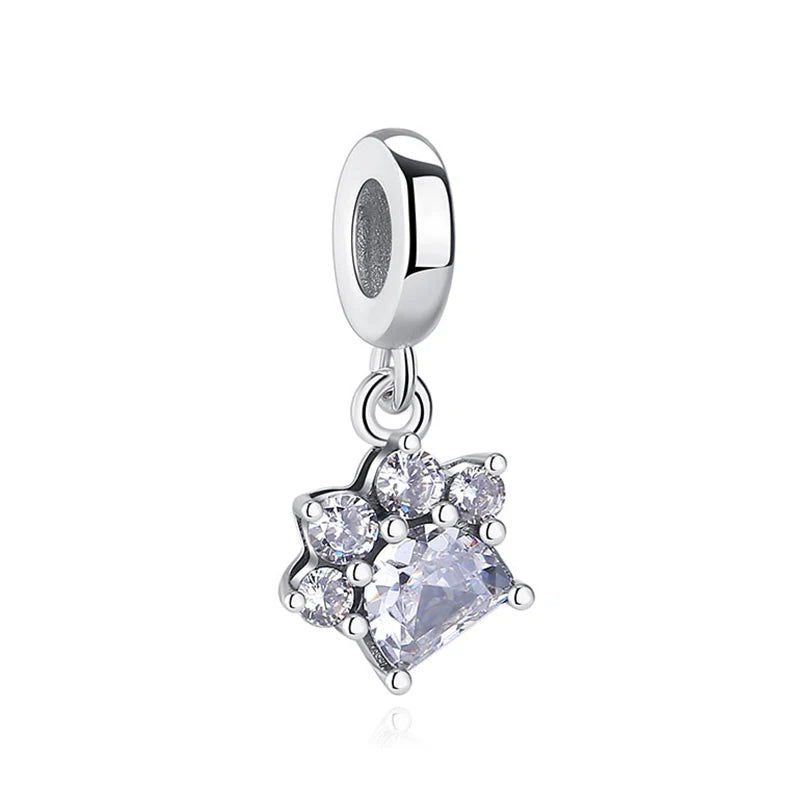 Sterling Silver Pet Paw Print Charms - Dog & Cat Lover Gift