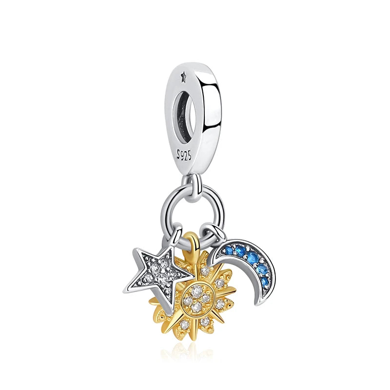 Sterling Silver Celestial Charms - Star, Moon, Sun & Spaceman Beads