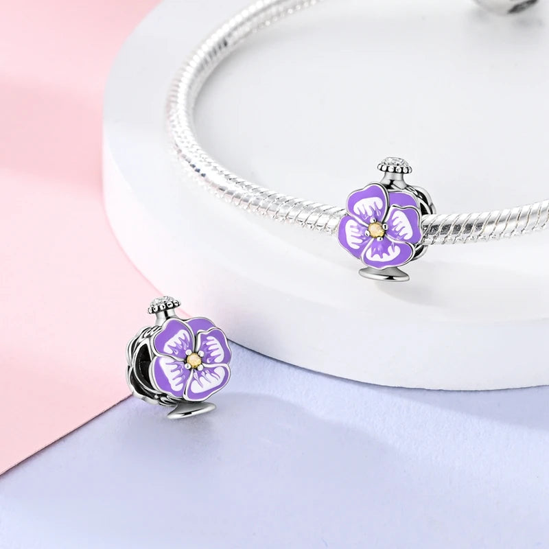 Sterling Silver Crown Perfume Bottle Charms - Romantic Gift Beads