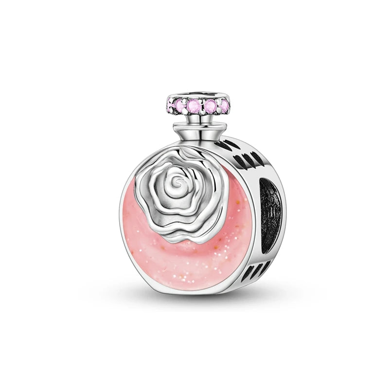 Sterling Silver Crown Perfume Bottle Charms - Romantic Gift Beads