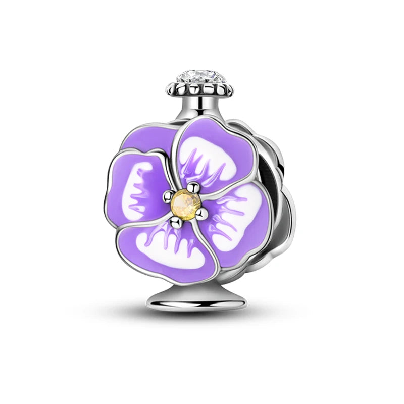 Sterling Silver Crown Perfume Bottle Charms - Romantic Gift Beads