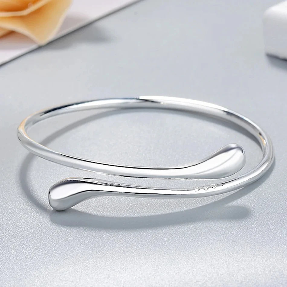 Sterling Silver Water Droplets Bracelet - Elegant Adjustable Bangle