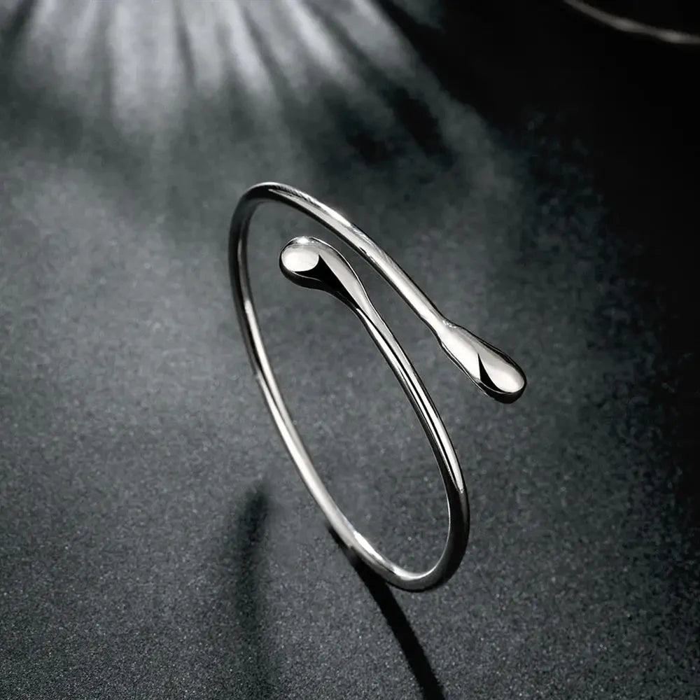 Sterling Silver Water Droplets Bracelet - Elegant Adjustable Bangle