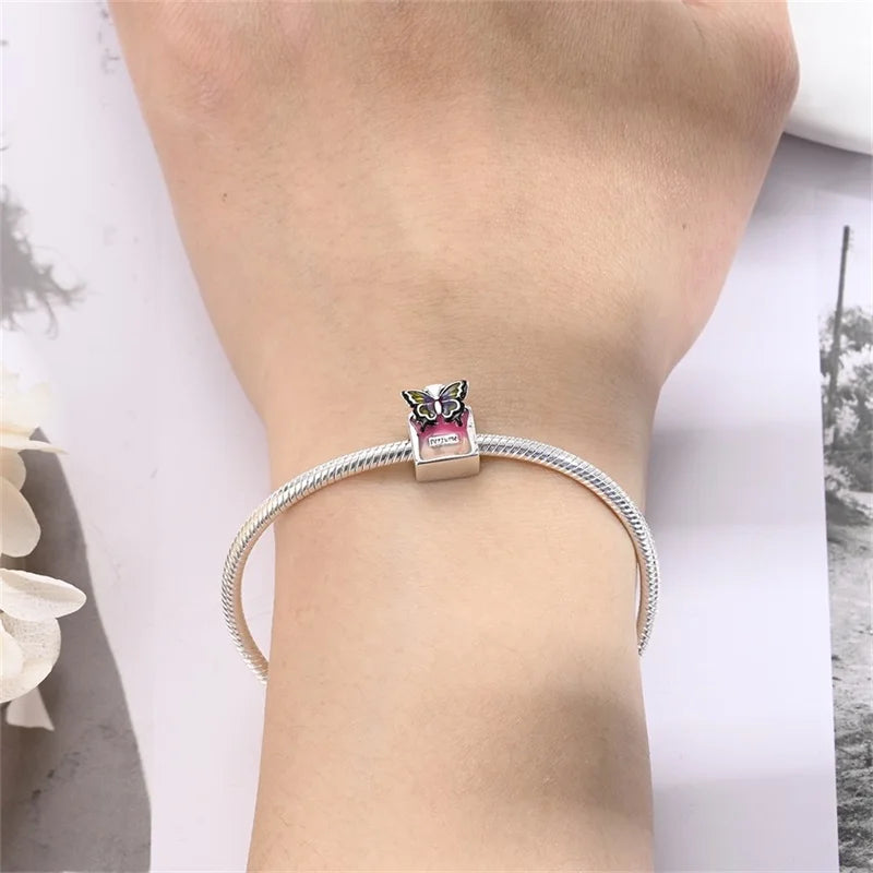 Sterling Silver Crown Perfume Bottle Charms - Romantic Gift Beads